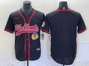 Wholesale Cheap Men's Chicago Blackhawks Blank Black Cool Base Stitched Baseball Jersey