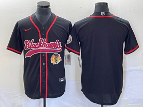 Wholesale Cheap Men\'s Chicago Blackhawks Blank Black Cool Base Stitched Baseball Jersey