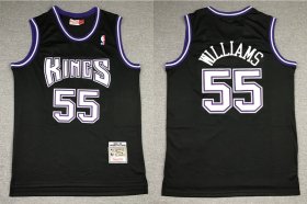 Wholesale Cheap Men\'s Sacramento Kings #55 Jason Williams 1998-99 Black Hardwood Classics Soul Swingman Stitched NBA Throwback Jersey