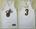 Wholesale Cheap Men's Miami Heat #3 Dwyane Wade White Golden Nike Swingman Stitched NBA Jersey