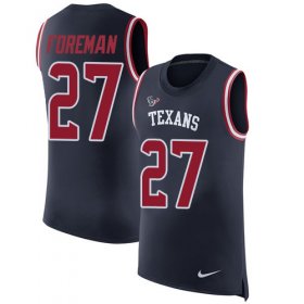 Wholesale Cheap Nike Texans #27 D\'Onta Foreman Navy Blue Team Color Men\'s Stitched NFL Limited Rush Tank Top Jersey