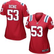 Cheap Nike Patriots #53 Josh Uche Red Alternate Women's Stitched NFL Elite Jersey