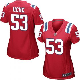 Cheap Nike Patriots #53 Josh Uche Red Alternate Women\'s Stitched NFL Elite Jersey