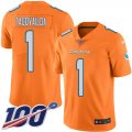 Wholesale Cheap Nike Dolphins #1 Tua Tagovailoa Orange Men's Stitched NFL Limited Rush 100th Season Jersey