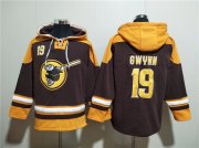 Wholesale Cheap Men's San Diego Padres #19 Tony Gwynn Brown Gold Ageless Must-Have Lace-Up Pullover Hoodie