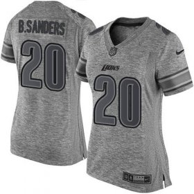 Wholesale Cheap Nike Lions #20 Barry Sanders Gray Women\'s Stitched NFL Limited Gridiron Gray Jersey