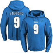 Wholesale Cheap Nike Lions #9 Matthew Stafford Blue Name & Number Pullover NFL Hoodie