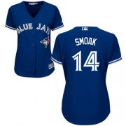 Wholesale Cheap Blue Jays #14 Justin Smoak Blue Alternate Women's Stitched MLB Jersey