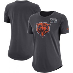 Wholesale Cheap NFL Women\'s Chicago Bears Nike Anthracite Crucial Catch Tri-Blend Performance T-Shirt
