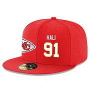Wholesale Cheap Kansas City Chiefs #91 Tamba Hali Snapback Cap NFL Player Red with White Number Stitched Hat