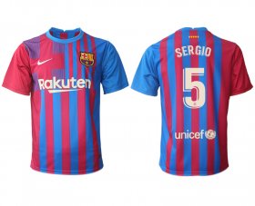 Wholesale Cheap Men 2021-2022 Club Barcelona home aaa version red 5 Nike Soccer Jerseys