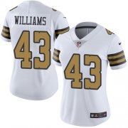 Wholesale Cheap Nike Saints #43 Marcus Williams White Women's Stitched NFL Limited Rush Jersey
