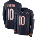 Wholesale Cheap Men's Bears #10 Mitchell Trubisky Navy Blue Team Color Men's Stitched NFL Limited Therma Long Sleeve Jersey