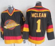 Wholesale Cheap Canucks #1 Kirk Mclean Black/Gold CCM Throwback Stitched NHL Jersey