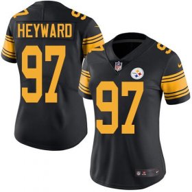Wholesale Cheap Nike Steelers #97 Cameron Heyward Black Women\'s Stitched NFL Limited Rush Jersey