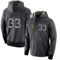 Wholesale Cheap NFL Men's Nike Minnesota Vikings #33 Dalvin Cook Stitched Black Anthracite Salute to Service Player Performance Hoodie