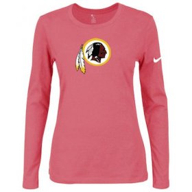Wholesale Cheap Women\'s Nike Washington Redskins Of The City Long Sleeve Tri-Blend NFL T-Shirt Pink