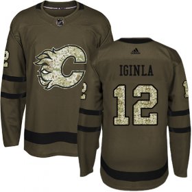Wholesale Cheap Adidas Flames #12 Jarome Iginla Green Salute to Service Stitched Youth NHL Jersey