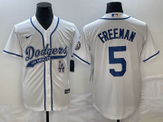 Wholesale Cheap Men's Los Angeles Dodgers #5 Freddie Freeman White Cool Base Stitched Baseball Jersey