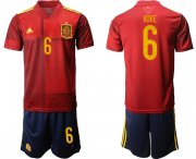 Wholesale Cheap Men 2021 European Cup Spain home red 6 Soccer Jersey