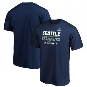 Wholesale Cheap Seattle Seahawks 2019 NFL Playoffs Bound Hometown Checkdown T-Shirt College Navy