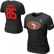 Wholesale Cheap Women's Nike San Francisco 49ers #85 Vernon Davis Name & Number Super Bowl XLVII T-Shirt Black