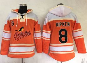 Wholesale Cheap Orioles #8 Cal Ripken Orange Sawyer Hooded Sweatshirt MLB Hoodie