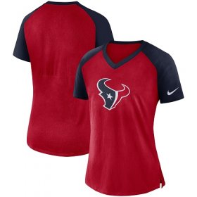 Wholesale Cheap Women\'s Houston Texans Nike Red-Navy Top V-Neck T-Shirt