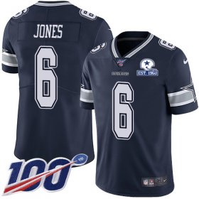 Wholesale Cheap Nike Cowboys #6 Chris Jones Navy Blue Team Color Men\'s Stitched With Established In 1960 Patch NFL 100th Season Vapor Untouchable Limited Jersey