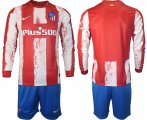 Wholesale Cheap Men 2021-2022 Club Atletico Madrid home red Long Sleeve blank Soccer Jersey