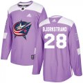 Wholesale Cheap Adidas Blue Jackets #28 Oliver Bjorkstrand Purple Authentic Fights Cancer Stitched NHL Jersey