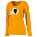 Wholesale Cheap Women's Washington Redskins Pro Line Primary Team Logo Slim Fit Long Sleeve T-Shirt Yellow