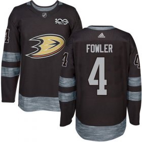 Wholesale Cheap Adidas Ducks #4 Cam Fowler Black 1917-2017 100th Anniversary Stitched NHL Jersey