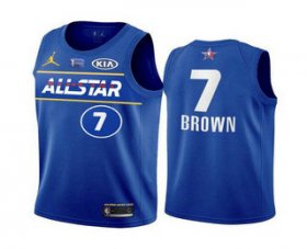 Wholesale Cheap Men\'s 2021 All-Star #7 Jaylen Brown Blue Eastern Conference Stitched NBA Jersey