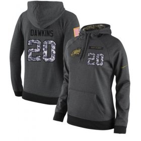 Wholesale Cheap NFL Women\'s Nike Philadelphia Eagles #20 Brian Dawkins Stitched Black Anthracite Salute to Service Player Performance Hoodie