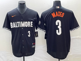 Wholesale Cheap Men\'s Baltimore Orioles #3 Jorge Mateo Number Black 2023 City Connect Cool Base Stitched Jersey 1