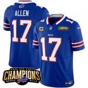 Cheap Men's Buffalo Bills #17 Josh Allen Blue 2023 F.U.S.E. AFC East Champions With 4-star C Ptach Football Stitched Jersey