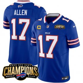 Cheap Men\'s Buffalo Bills #17 Josh Allen Blue 2023 F.U.S.E. AFC East Champions With 4-star C Ptach Football Stitched Jersey