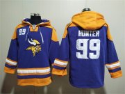 Wholesale Cheap Men's Minnesota Vikings #99 Danielle Hunter Purple Yellow Ageless Must-Have Lace-Up Pullover Hoodie