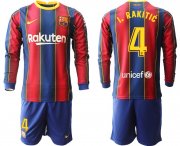 Wholesale Cheap Men 2020-2021 club Barcelona home long sleeve 4 red Soccer Jerseys