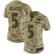 Wholesale Cheap Nike Ravens #5 Joe Flacco Camo Women's Stitched NFL Limited 2018 Salute to Service Jersey