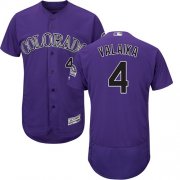 Wholesale Cheap Rockies #4 Pat Valaika Purple Flexbase Authentic Collection Stitched MLB Jersey
