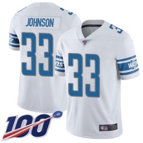 Wholesale Cheap Nike Lions #33 Kerryon Johnson White Men\'s Stitched NFL 100th Season Vapor Limited Jersey