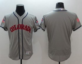 Wholesale Cheap Rockies Blank Grey Fashion Stars & Stripes Flexbase Authentic Stitched MLB Jersey