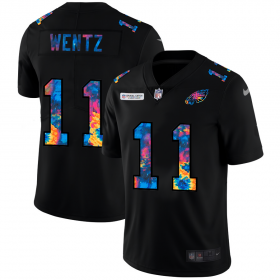 Cheap Philadelphia Eagles #11 Carson Wentz Men\'s Nike Multi-Color Black 2020 NFL Crucial Catch Vapor Untouchable Limited Jersey