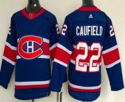 Wholesale Cheap Youth Montreal Canadiens #22 Cole Caufield Blue 2021 Reverse Retro Authentic Jersey