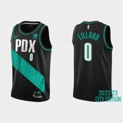 Wholesale Cheap Men's Portland Trail Blazers #0 Damian Lillard 2022-23 Black City Edition Stitched Basketball Jersey