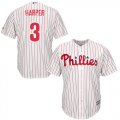 Wholesale Cheap Phillies #3 Bryce Harper White(Red Strip) Cool Base Stitched Youth MLB Jersey