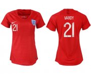 Wholesale Cheap Women's England #21 Vardy Away Soccer Country Jersey