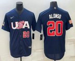 Cheap Men's USA Baseball #20 Pete Alonso Number 2023 Navy World Baseball Classic Stitched Jersey